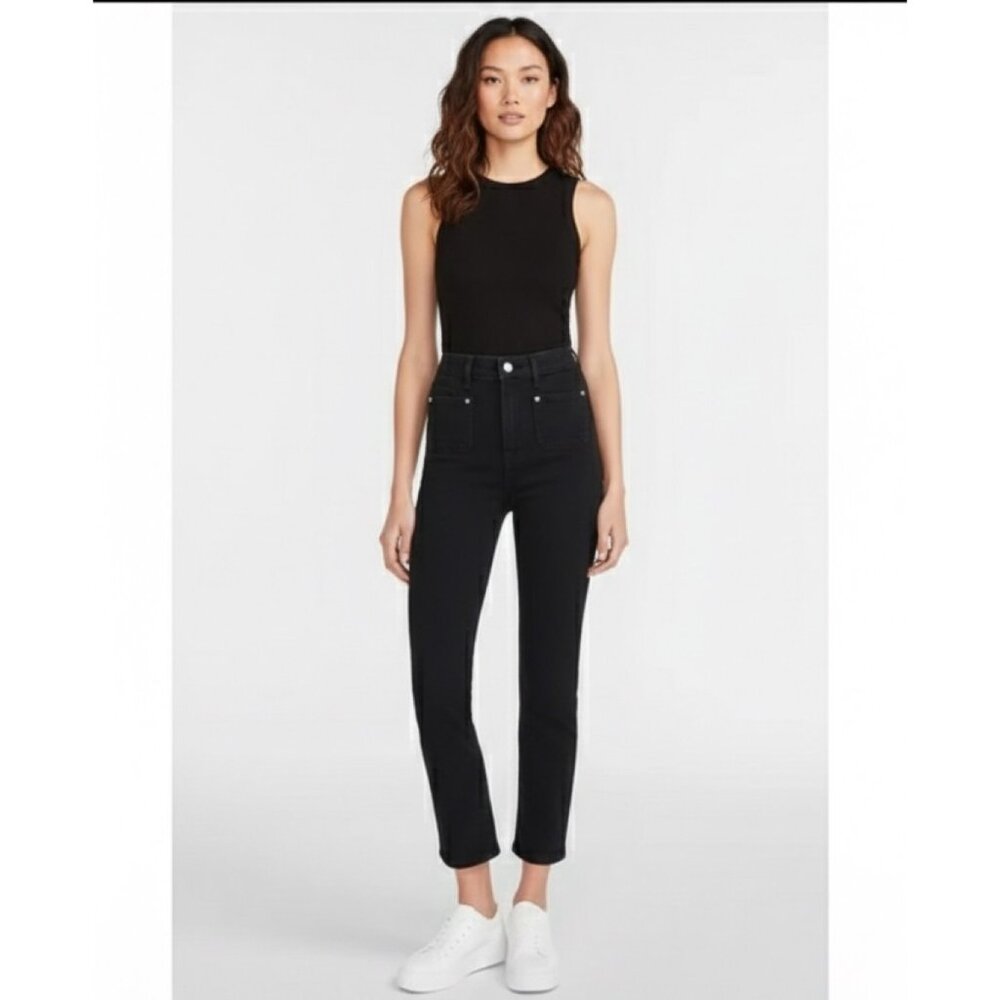 Express Super High Waisted Black Patch Pocket Slim Jeans 10